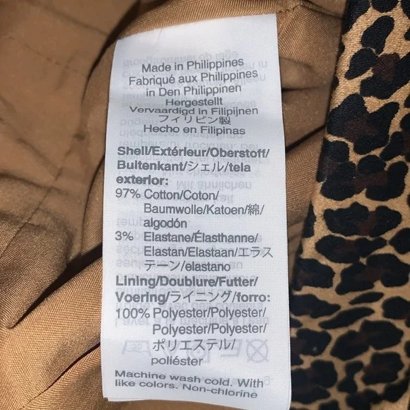 J‎ Crew Skirt Womens 00 Black Brown Leopard Print Pencil Back Zip Stretch Lined - Picture 3 of 7